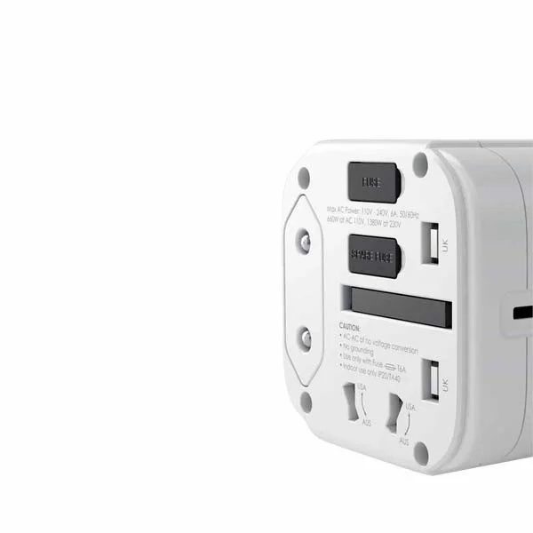 Aukey PA TA01 Universal Travel Adapter With USB C and USB A Ports